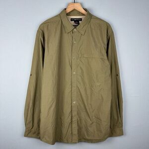 ExOfficio Mens Long Sleeve Nylon Vented Green Plaid Fishing Shirt Size XL FLAW‎